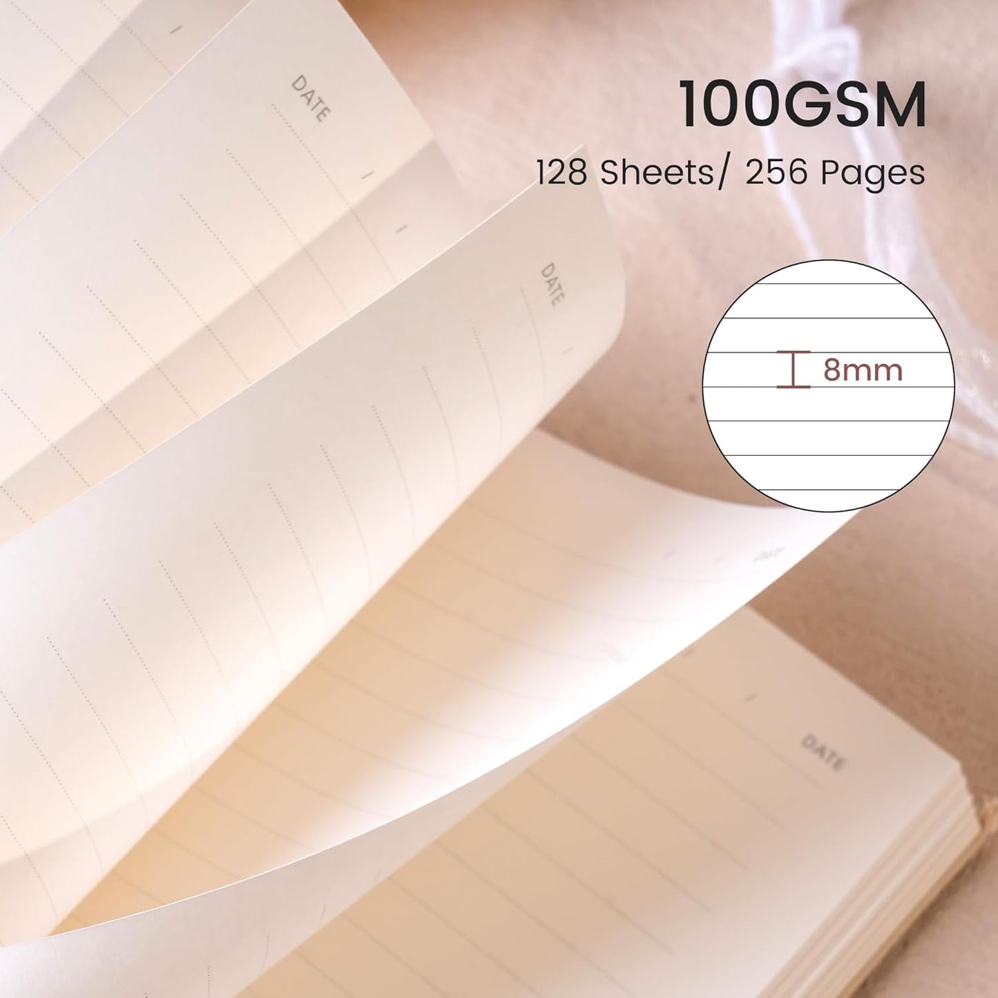 CAGIE Lined Journal Notebook for Women Girls, A5 Hardcover Linen Journals For Writing 256 Pages, Aesthetic Womens Diary, Gifts 8.3'' x 5.7'' Purple