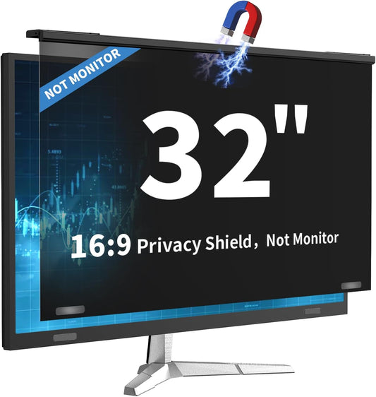 32 Inch Computer Privacy Screen Filter for 16:9 Widescreen Computer Monitor Magnetic Privacy Shield Computer Screen Protector Anti Glare and Blue Light