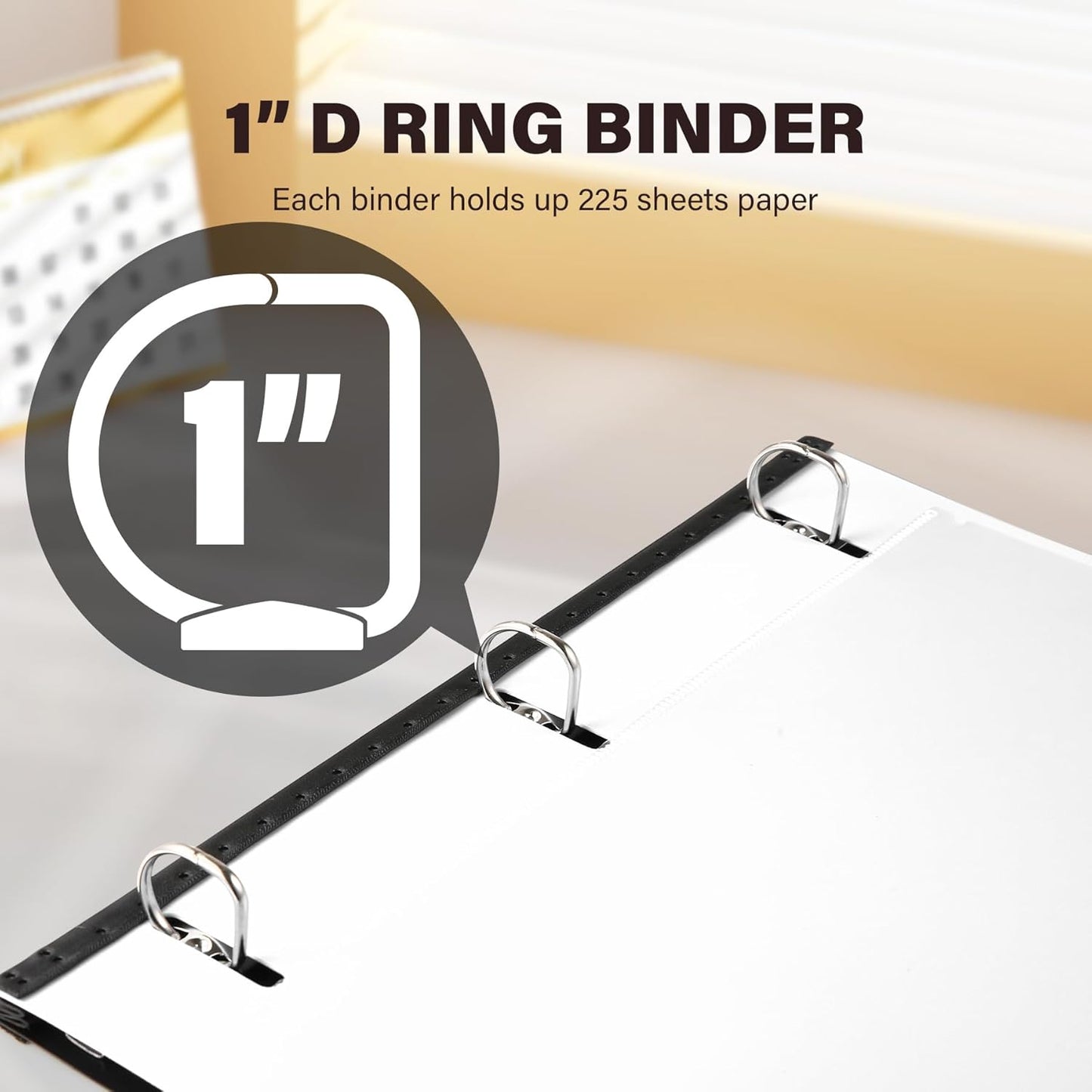 12 Pack Telescoping 3 Ring Binder 1 Inch, Flexible Thin Binder with Customized Front Cover, Holds Up 225 Sheets, School Office Supplies, White