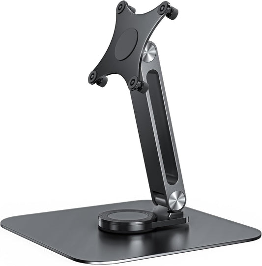 13-17.3" Monitor Stand with 360° Swivel Base, 75mm VESA Single-Arm Mount w/ M4 Screws for Portable Monitor, Adjustable Angle & Tilt & Rotation - Touchscreen Desktop Display Stand (Black)
