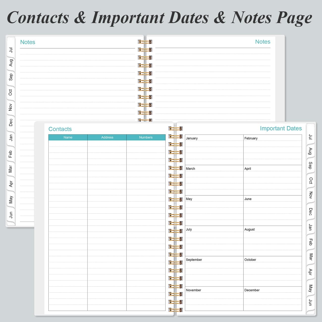 2025-2026 Monthly Planner - July 2025 - December 2026, Two Pages Per Month, 18 Monthly Calendar/Planner with Tabs, Strong Twin-Wire Binding, Inner Pocket, 6.4" x 8.5", Green