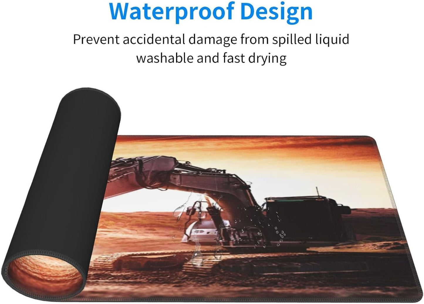 Digger Mouse Pad, Construction Vehicles Large Big Gaming Mouse Pad Desk Pad, Mousepad with Non-Slip Rubber Base, Extended XXL Mouse Mat for Computer Laptop Office Accessories