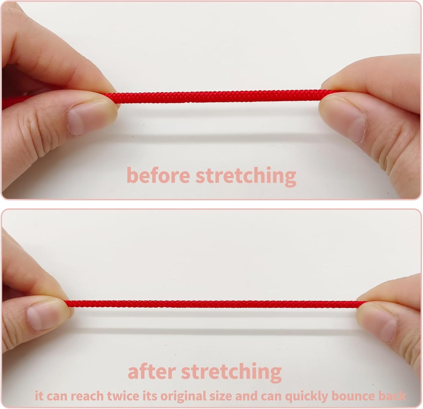 1/8 inch Non-Slip Elastic Band -3mm 15 Yards Soft Elastic Cord Stretch String Braided Thread for Sports Gear, DIY Crafts, Hair Bands, Shoelaces,Apparel Making & Camping Tie Down (Red)