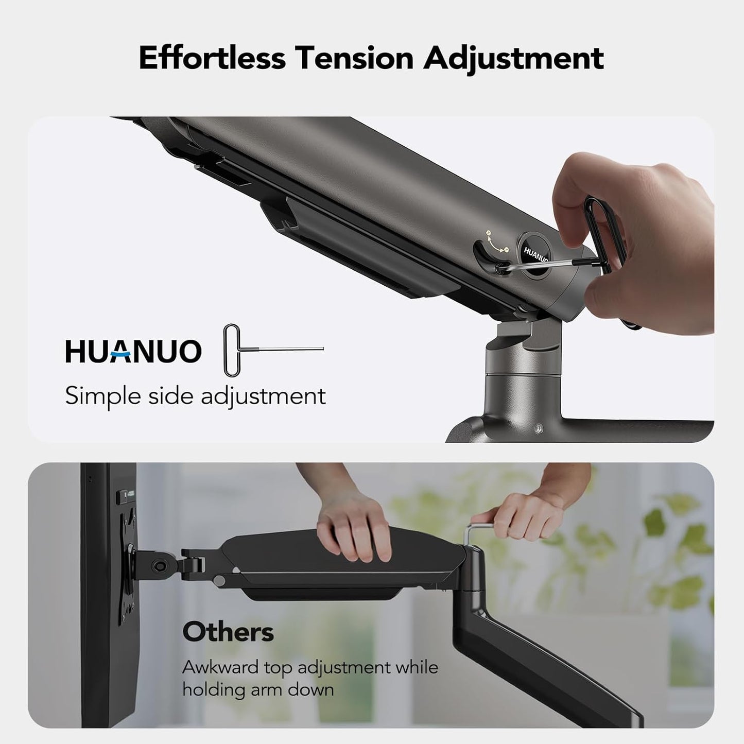 HUANUO Dual Monitor Arm for 13-49" Ultrawide Screens up to 40 lbs, Heavy Duty Aluminum Extra Tall Monitor Desk Mount, Vertical Stacked Fully Adjustable Dual Monitor Mount, Max VESA 100x100