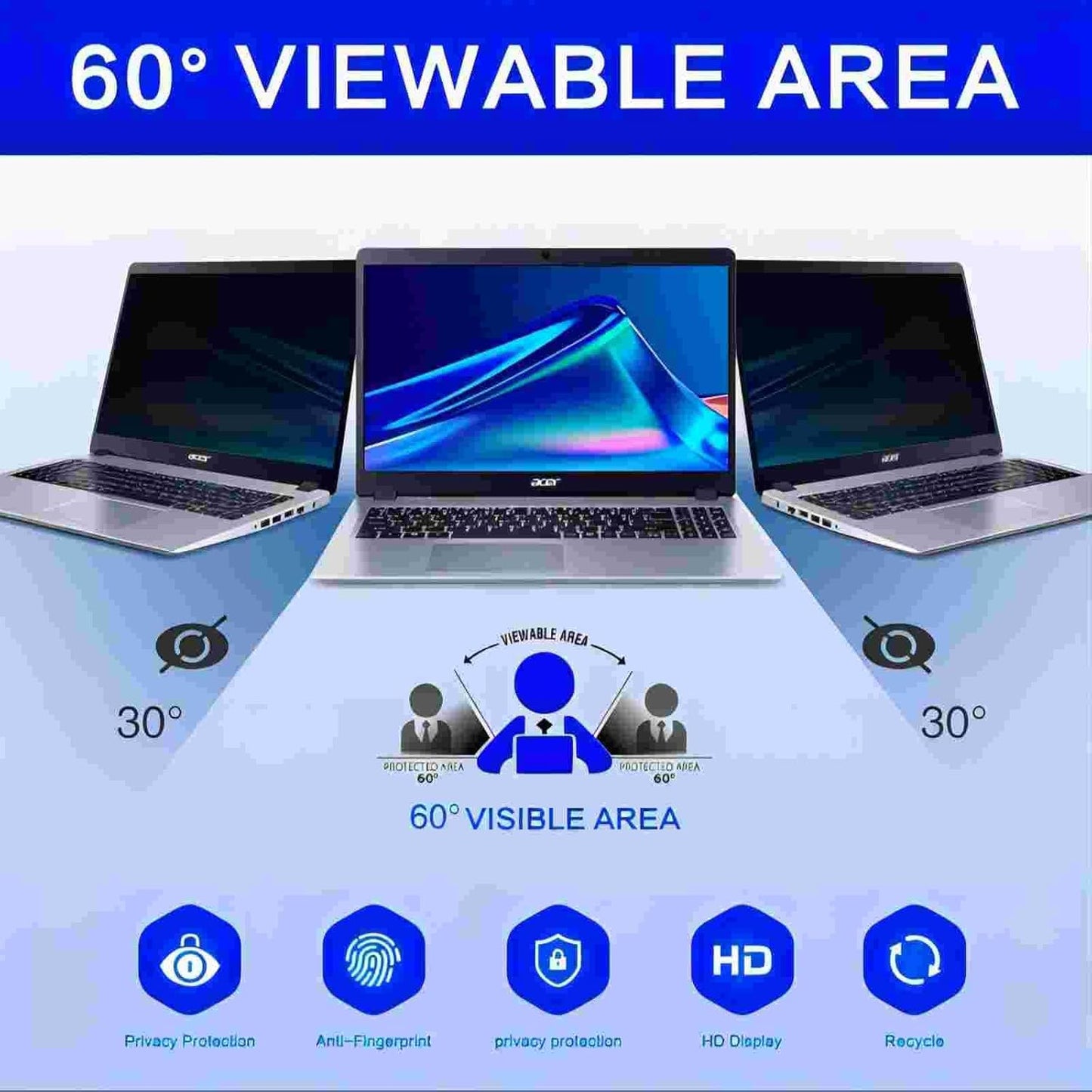 13.3 Inch 16:9 Computer Privacy Screen Filter for Monitor - Privacy Shield and Anti-Glare Protector