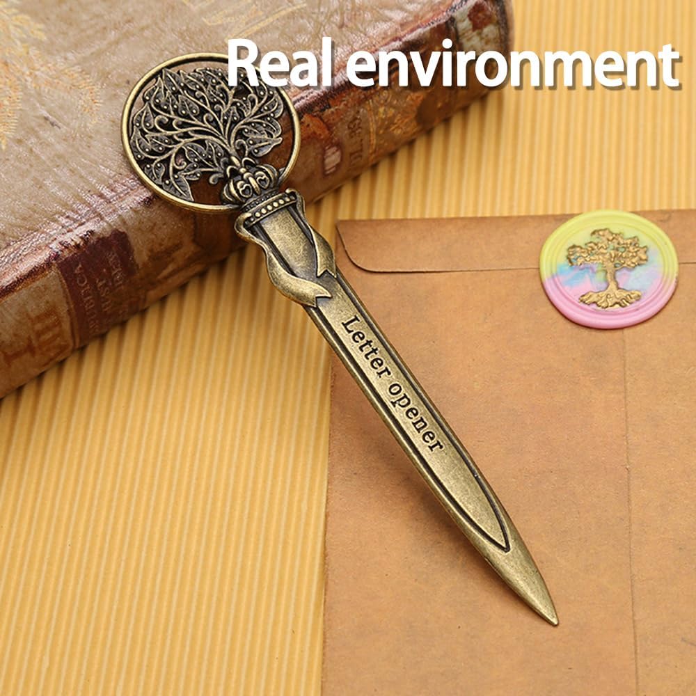 Vintage Letter Opener Set 2 Piece Antique Metal Cute Letter Cutter for Office and Home Decorative Envelope Knife Elegant Design