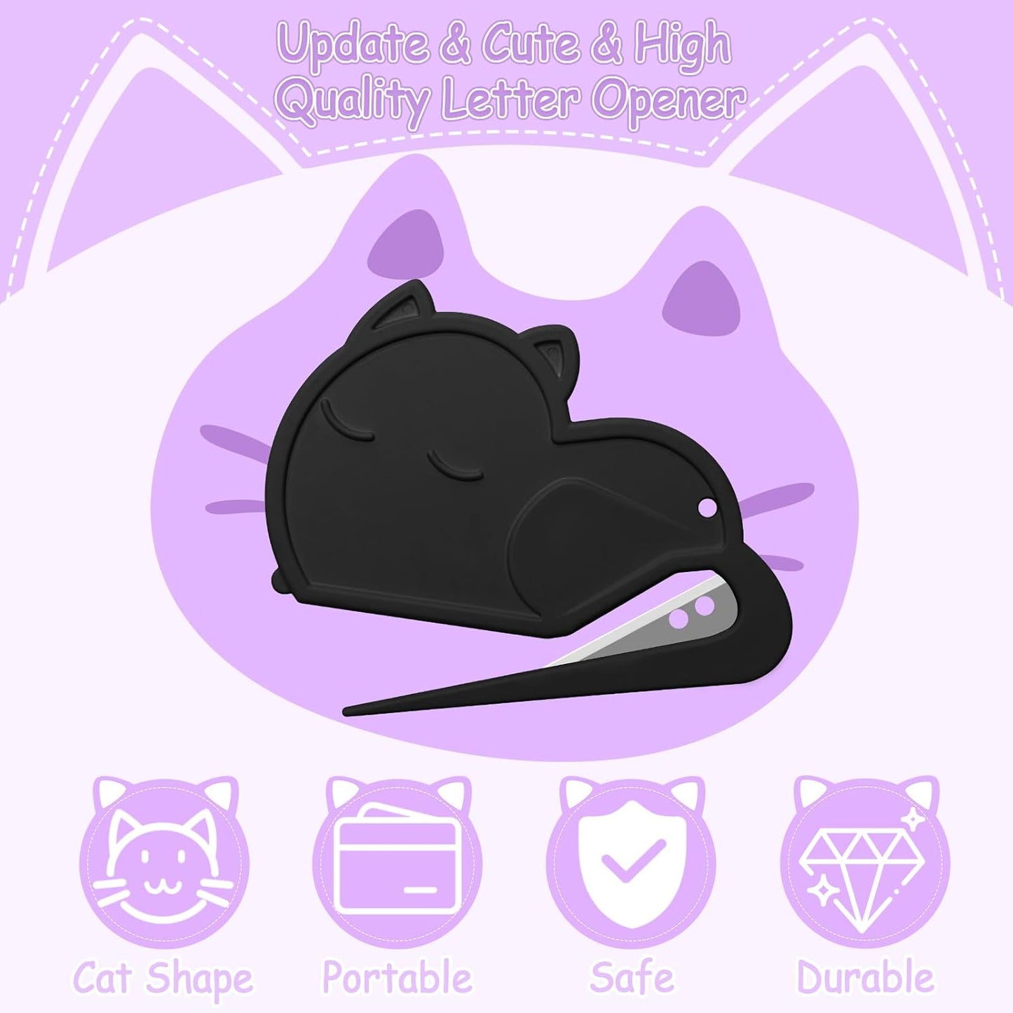 6 Pack Letter Opener Envelope Slitter Cat Shape, Luxiv Envelope Opener Slitter for Women, Men Mail Open Tool Mini Safe Letter Package Open Tool for Office, Home (6)