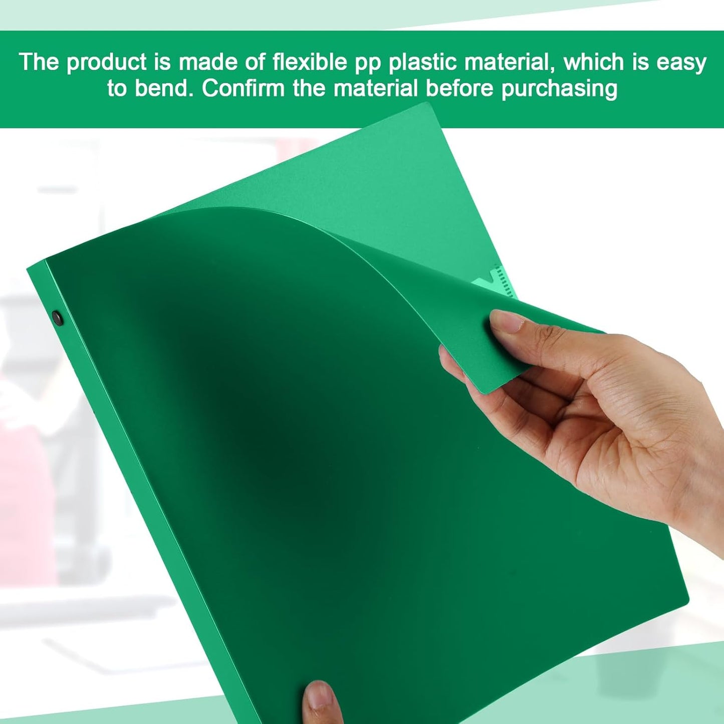 12 Pcs 1 Inch 3 Ring Plastic Binder Flexible Binders Bulk Fits Letter Size 8.5'' x 11'' Paper Holds up to 225 Sheets with 1 Pockets Versatile Binder for School Office Home (Green)
