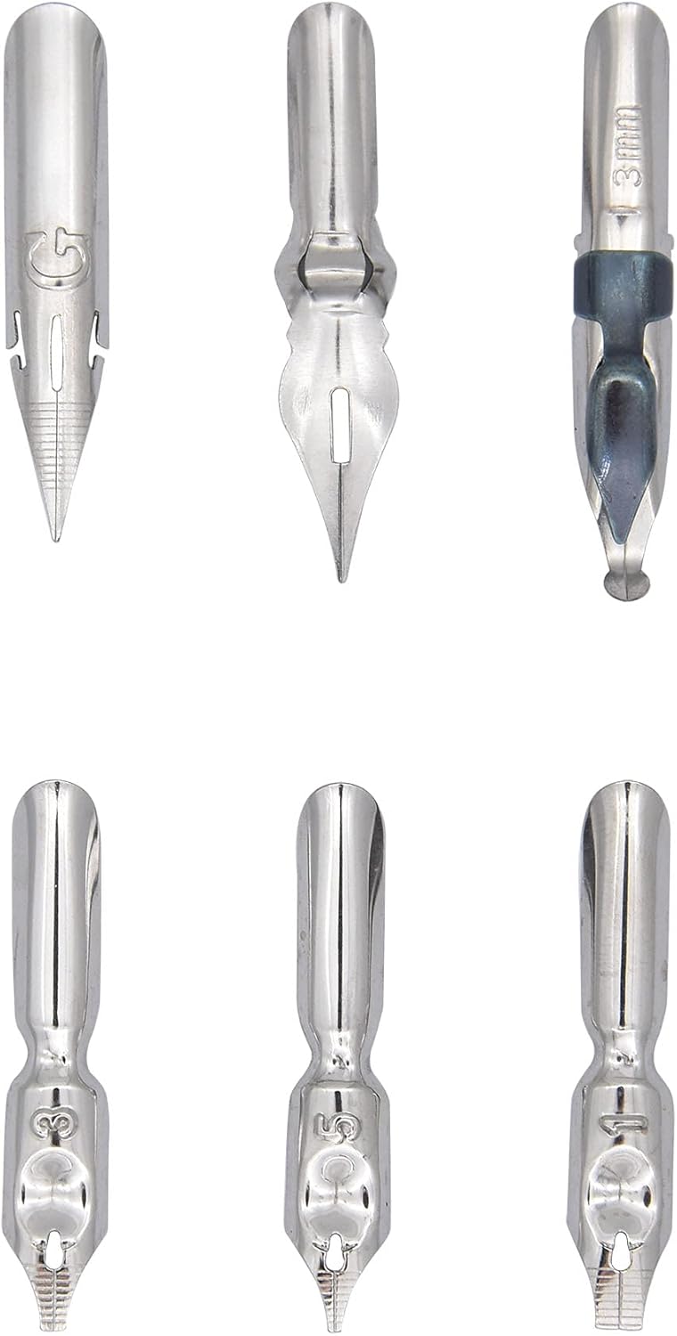 Gullor Wooden Dip Pen Calligraphy Set with Black Ink & 6 Nibs for Beginners, Kids, Writing, Signatures and Drawing, Red