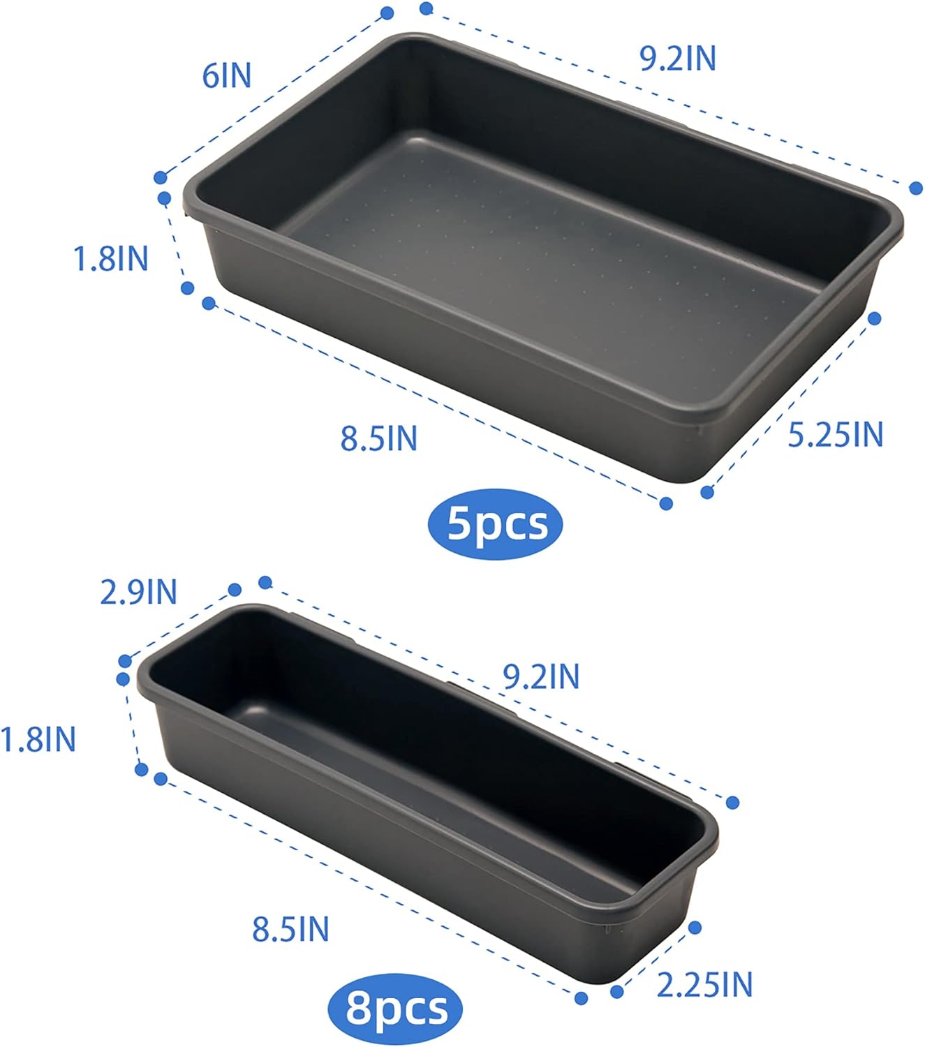 Office Drawer Organizers Bins Junk Drawer Organizers Tray Storage Dividers for Office Desk Dress Makeup (13pcs 2Size)