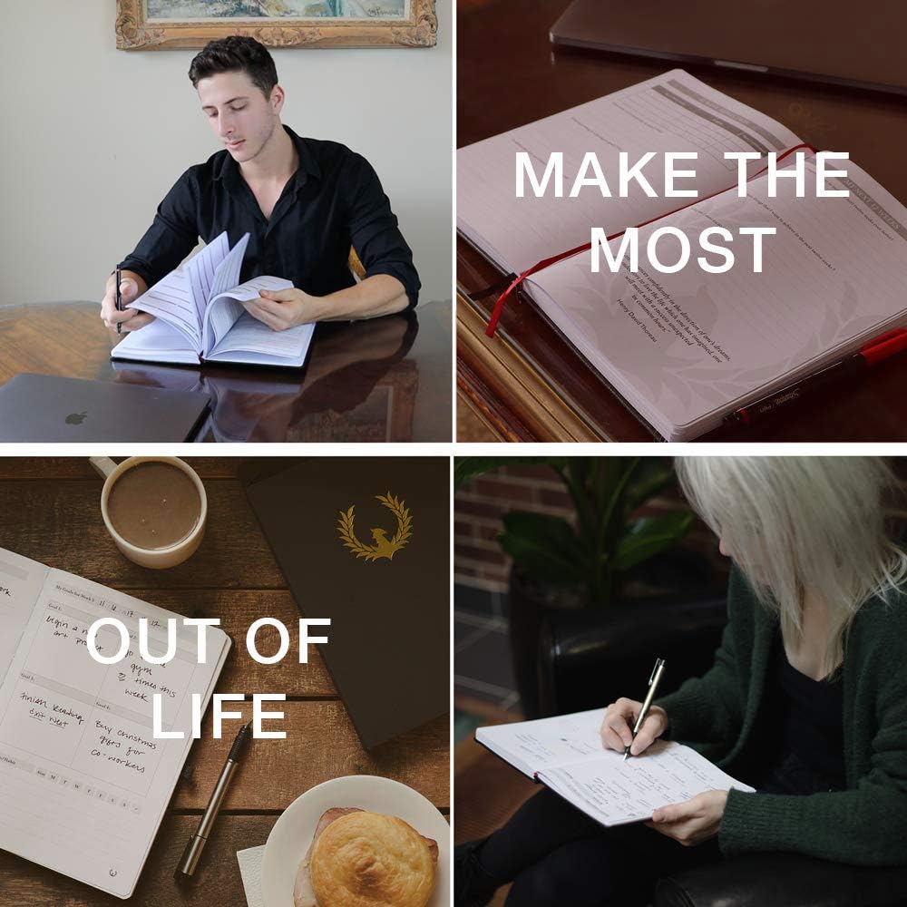 The Phoenix Journal - Best Daily Goal Planner, Organizer, & Calendar for Goal Setting, Gratitude, Happiness, & Productivity - Vision Board & Habit Tracking - 12 Weeks, Undated, Hardcover (Crimson)