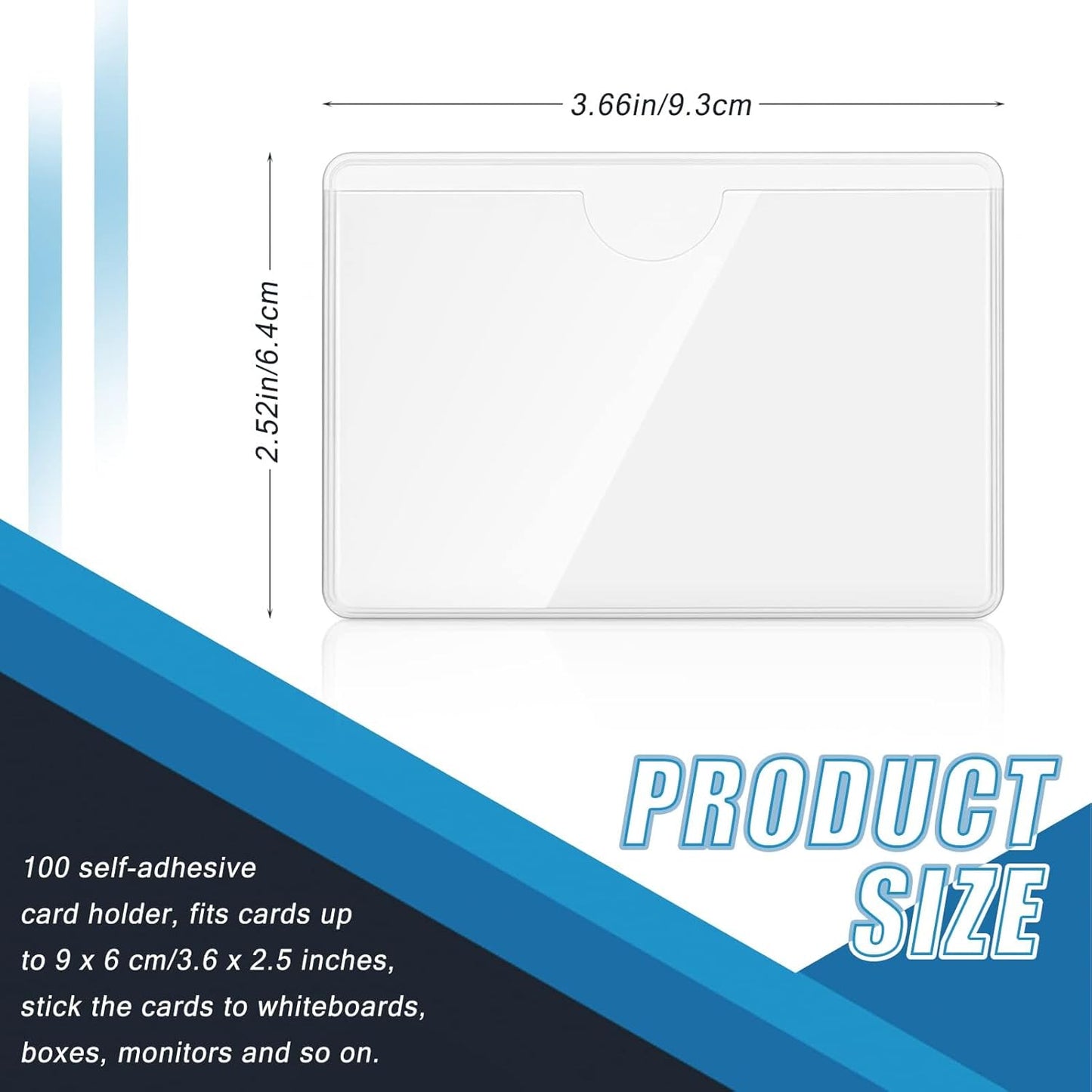 Crystal Clear Self-Adhesive Business Card Pockets and Top Open Library Card Pockets - Ideal for Organizing and Protecting Cards, Photos, and Labels. Includes 100 Pieces