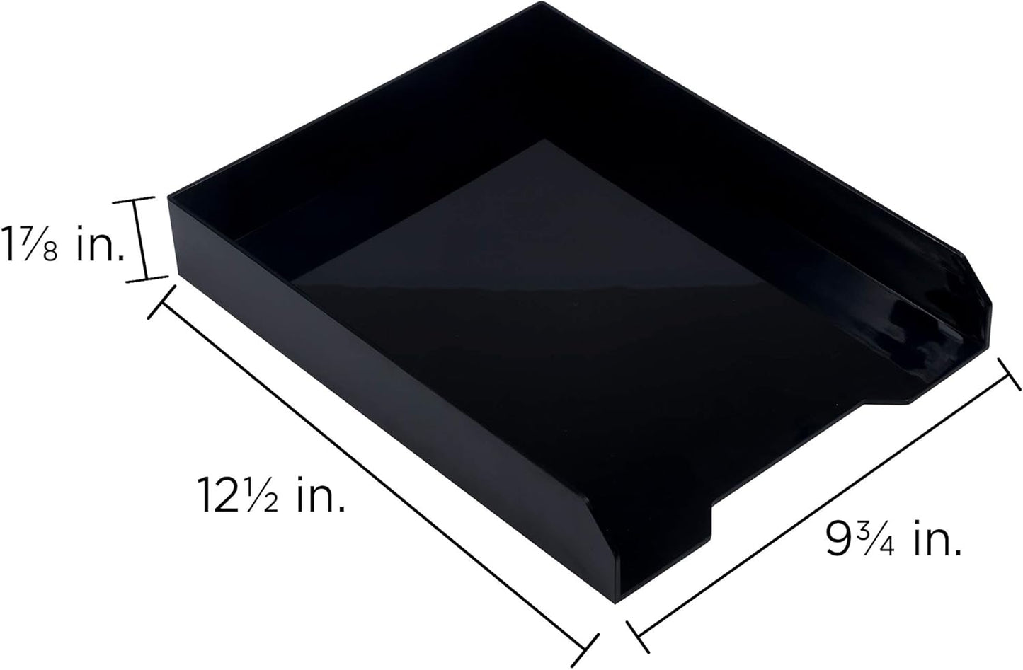 JAM PAPER Stackable Paper Trays - Black - Desktop Document, Letter, & File Organizer Tray - 2/Pack