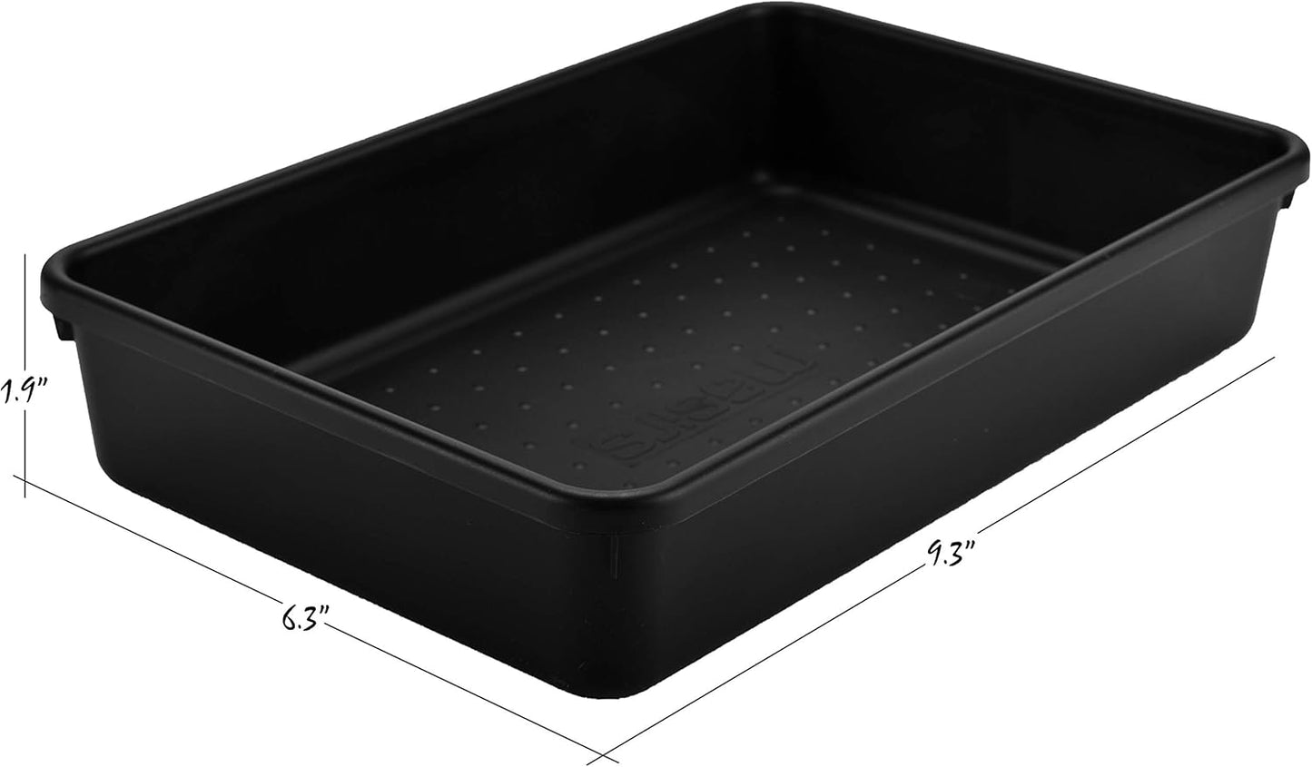 Masirs Interlocking Drawer Organizer Bins, Durable Plastic, Various Sizes for Custom Layout Design, Great for Desk Drawer, Tool Box or Garage Organization, (Black | 8-Piece Set)