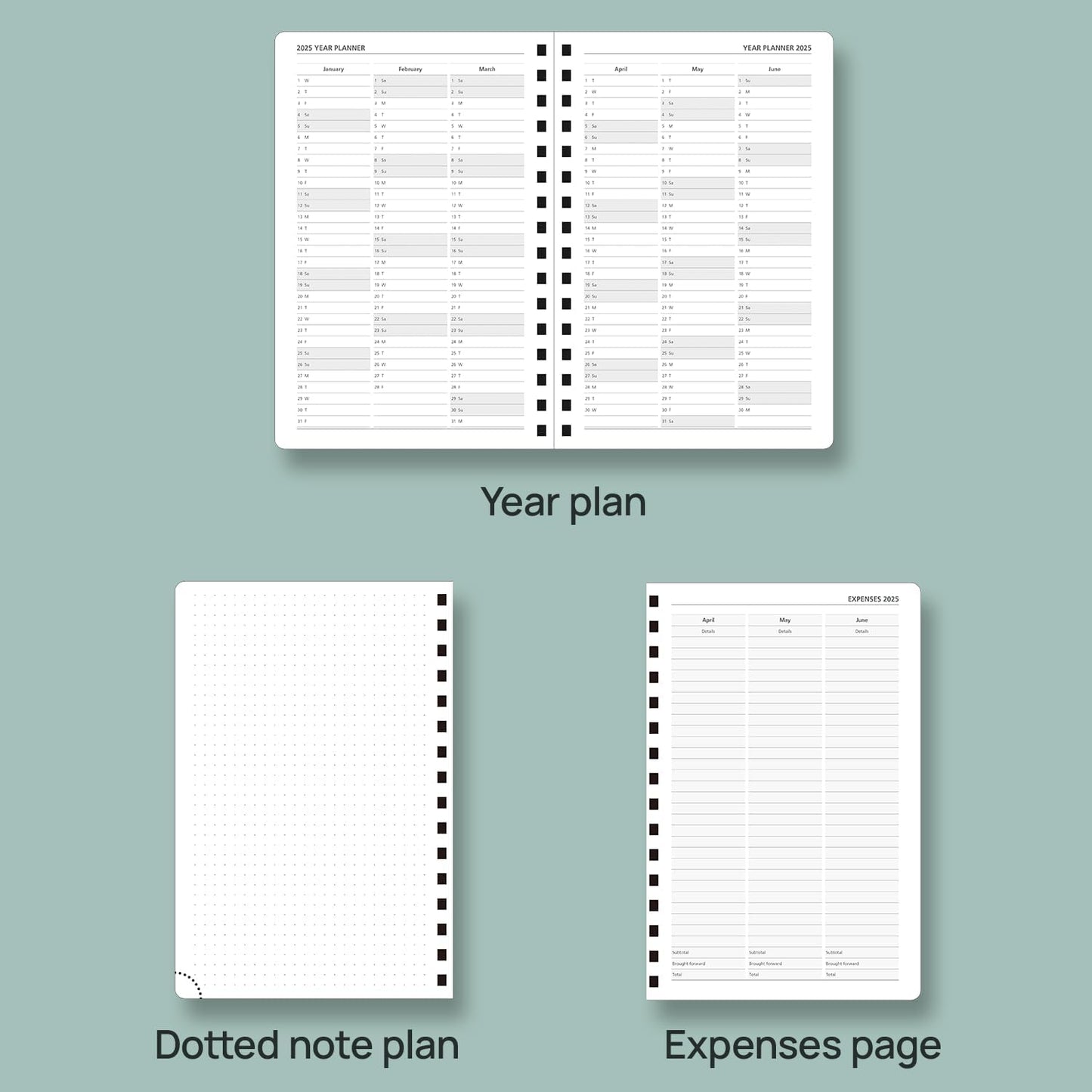 POPRUN Academic Daily Planner 2025-2026 One Page A Day - [5.75" x 8.5"- Spiral Hard Cover], Appointment Book (July 2025 - June 2026) with Monthly Calendar - Black