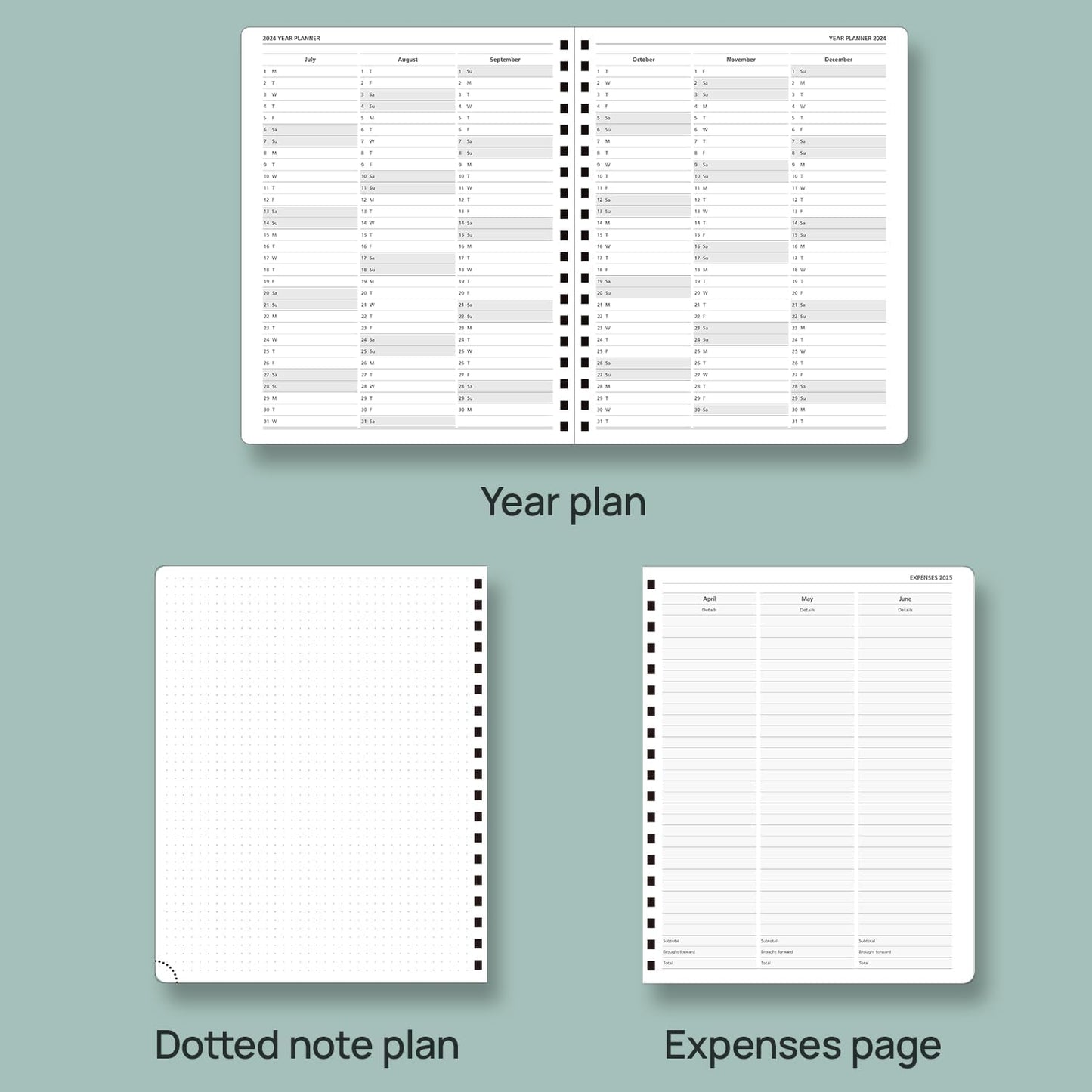 POPRUN Academic Planner 2025-2026 (July 2025-June 2026), Daily Weekly and Monthly Appointment Book (Wirebound Hard Cover - 10'' x 8'') with Hourly Time Slots, Tabs, 100 GSM - Light Pink