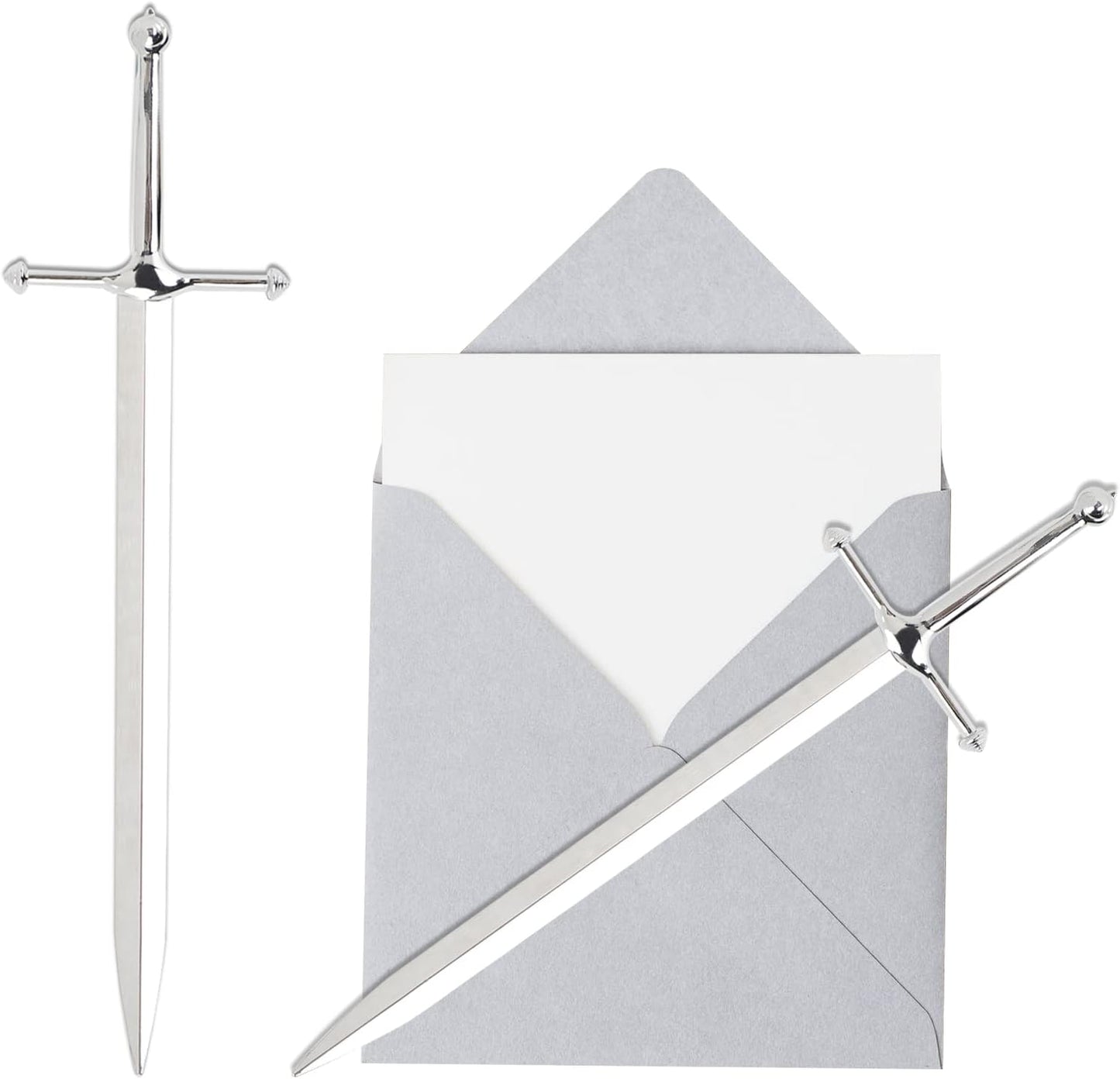 Silvery Metal Letter Opener Office Letter Opener Knife Metal Plated Envelope Opener Ergonomic Grip Handle Practical Ornamental Letter Opening Tool (Pack of 1)