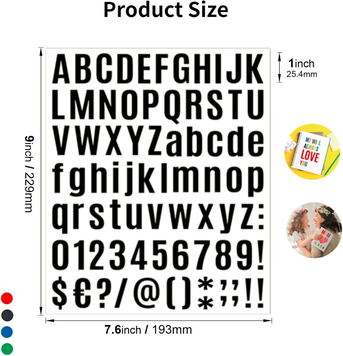 10 Sheets Letter Number Stickers, 1 inch Vinyl Self-Adhesive Alphabet Stickers, Mailbox Numbers, Cup Labels, Holiday Party Decoration (Black, 1 inch)