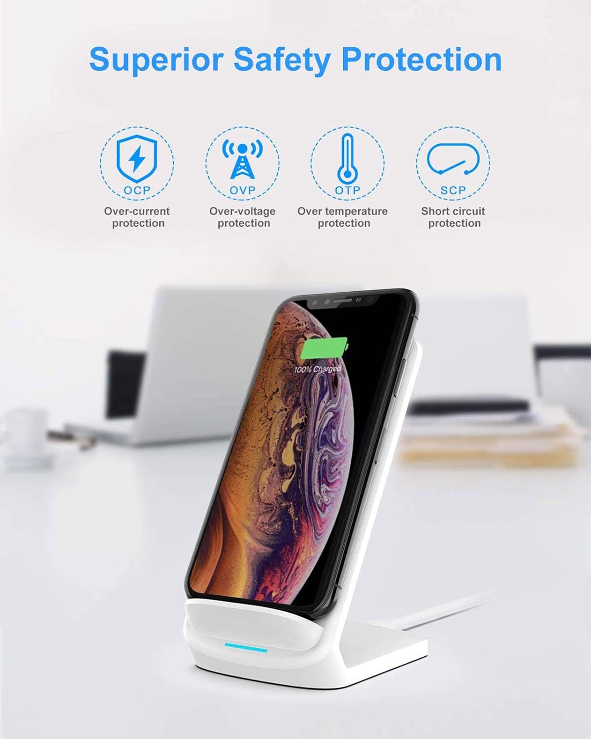 NANAMI Upgraded Fast Wireless Charger, Qi-Certified Wireless Charging Stand for iPhone 16/16 Plus/16 Pro/16 Pro Max/15/14/13/12/12 Pro & Qi Charger for Samsung Galaxy S24/S24 Ultra/S23/S22/S21/S20