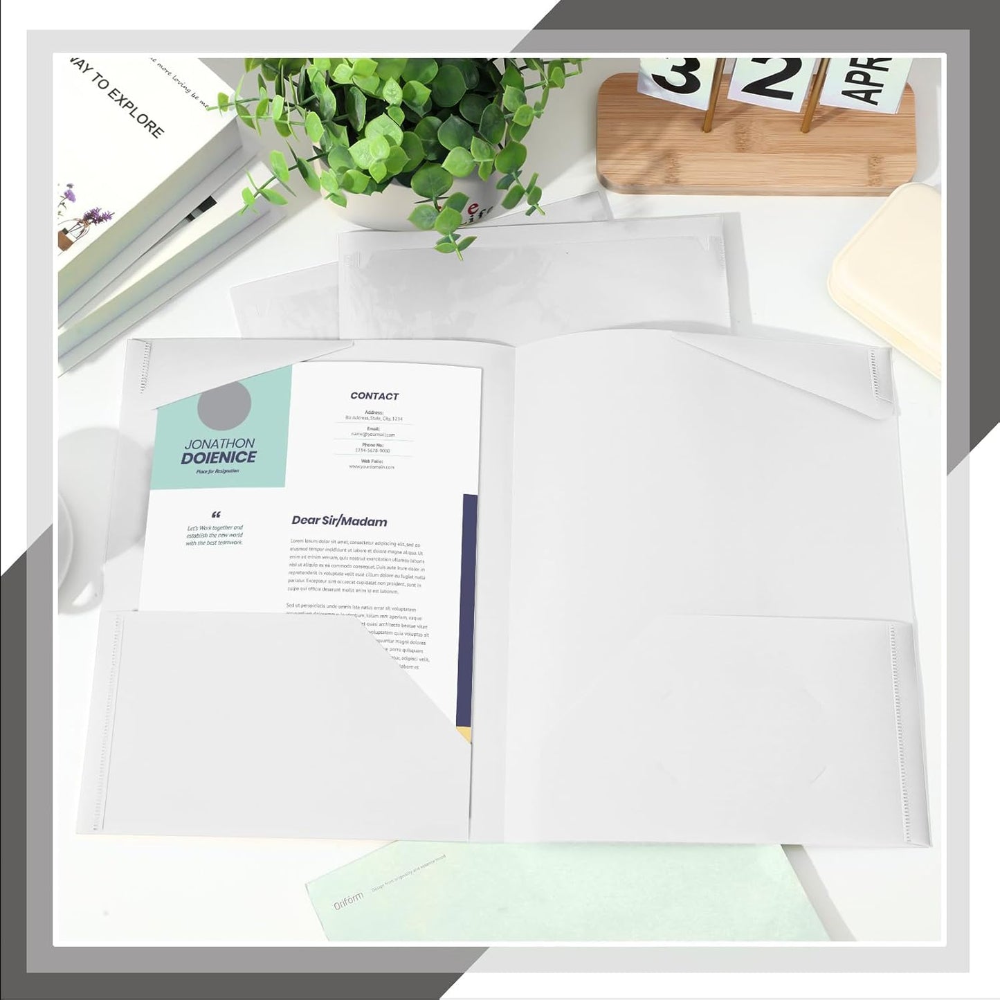 Henoyso 36 Pcs Plastic Folders with Clear Front Pockets Heavy Duty File Folders with 2 Pockets and Card Slot for Student Communication School Office Presentation Report (White)