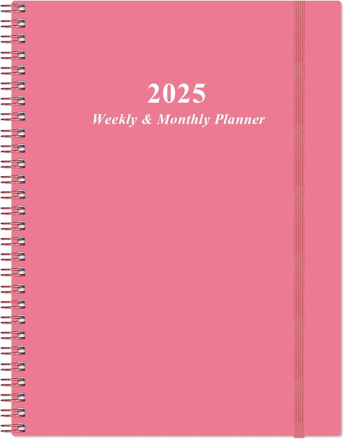 2025 Planner - Planner 2025 from January 2025 to December 2025 with 12 Monthly Tabs, Flexible Cover, Inner Pocket, 8.5" x 11", Pink