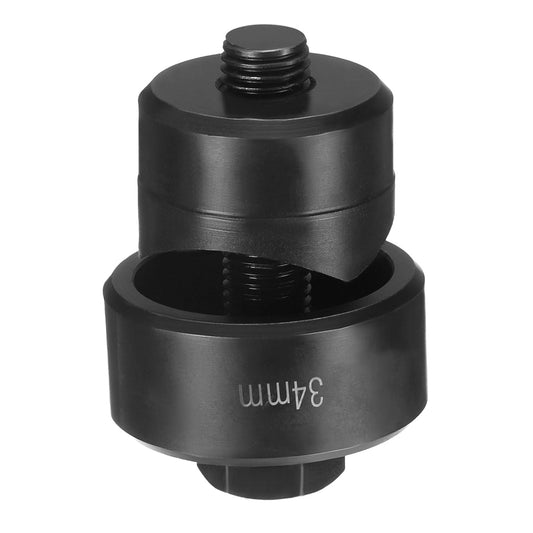 HARFINGTON Sheet Metal Punch Hole Punch 34mm Bearing Steel Precise Cutting Manual Knockout Kit with External Hex Shank for Metal Steel Plate Sink Stainless Steel, Black