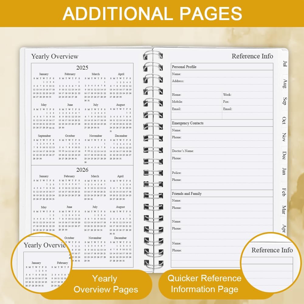 Pocket Planner 2025-2026, A6 Weekly Planner with Monthly Tabs, Run Jul 2025-Jun 2026, Elastic Closure, Twin-Wire Binding, Easy to Organize Your Daily Life, 3.75 x 6.75 In, 2025-2026 Pocket Planners