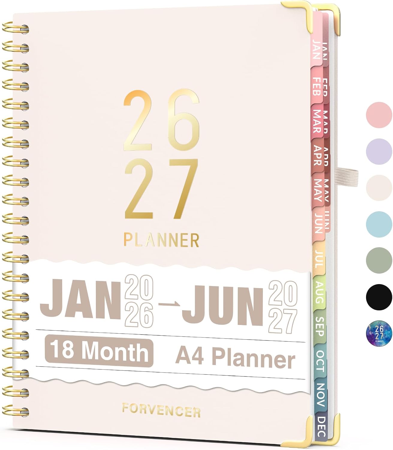Forvencer Planner 2026-2027, 18 Month Weekly and Monthly Calendar Planner, Jan 2026 -June 2027, 8.5" x 11", Daily Agenda Book with Tabs, College Organizer Notebook, School Supplies for Student Teacher Classroom, A4, Beige