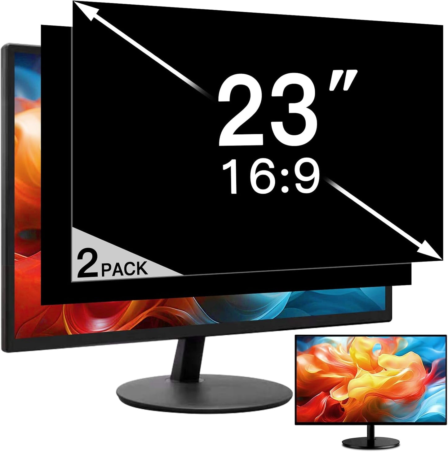 2 Pack 23 Inch Privacy Screen for Computer Monitor 16:9 Aspect Ratio, Eye Protection Anti Glare Computer Screen Cover, Removable Anti-Scratch Computer Screen Privacy Shield for 23'' Widescreen Monitor