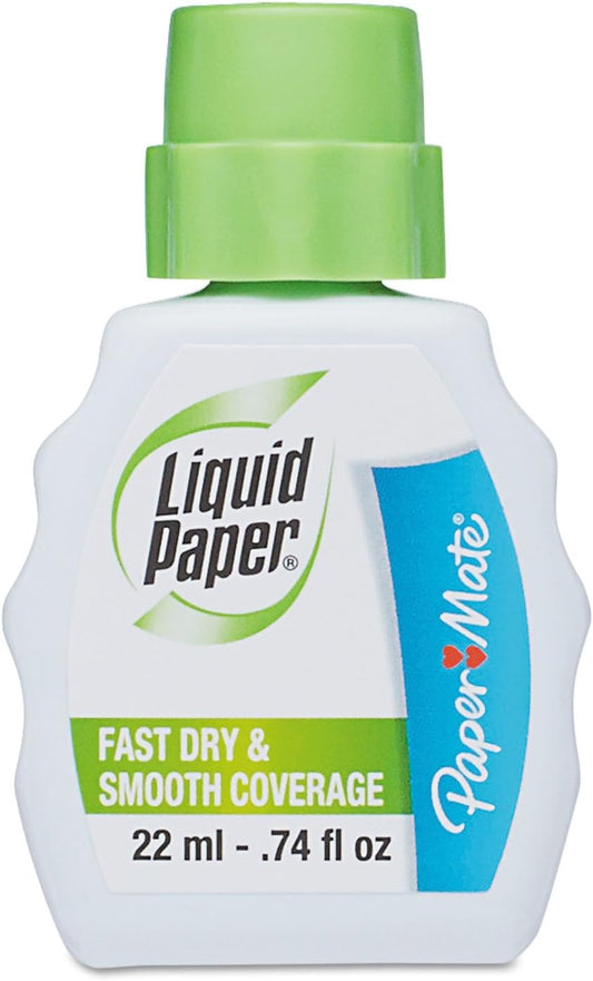 Paper Mate 5640115 Liquid Paper Fast Dry Correction Fluid, 22 mL, 12 Count