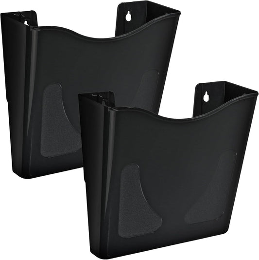Azar Displays 250088-BLK-2PK Single Vertical Pocket Wall Mount File Holder, Black (2-Pack)