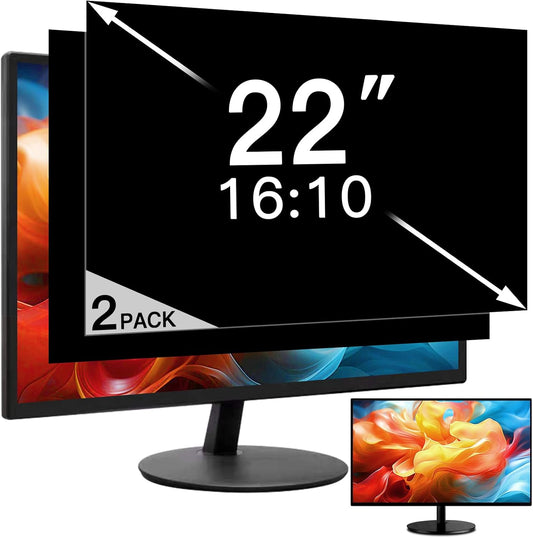 2 Pack 22 Inch Privacy Screen for Computer Monitor 16:10 Aspect Ratio, Eye Protection Anti Glare Computer Screen Cover, Removable Anti-Scratch Computer Screen Privacy Shield for 22'' Widescreen Monitor