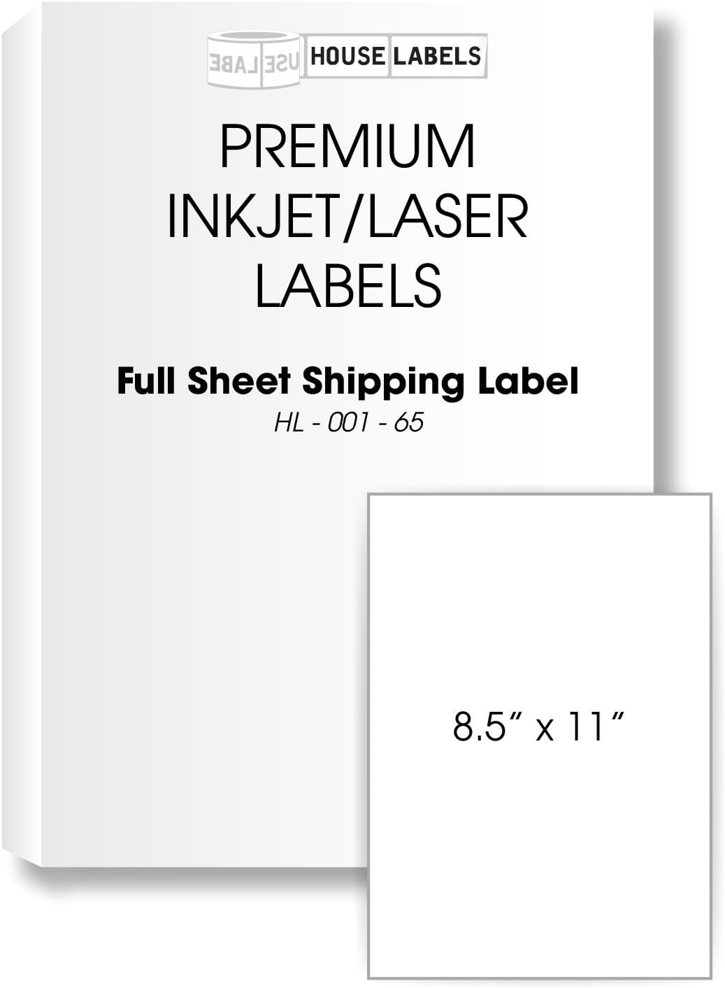HOUSELABELS 1-up (Full Sheet) Multipurpose Labels (8-1/2" x 11") for Laser and Inkjet Printers, 2,000 Sheets