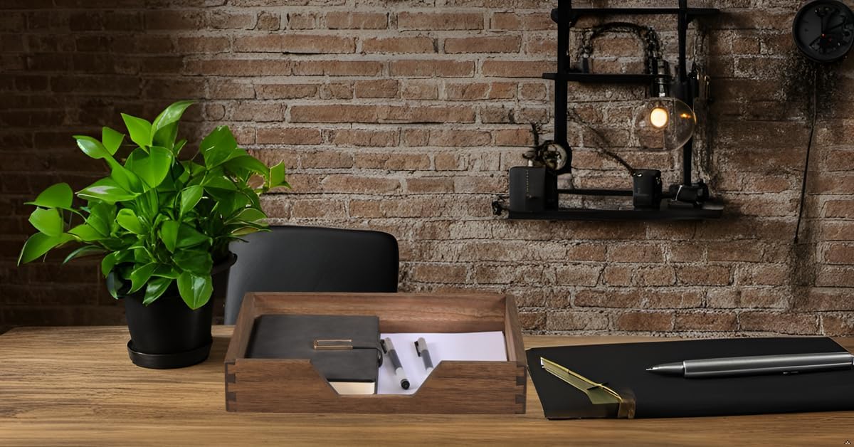 Wood Letter-Size Tray for Office Desktop Organizer - Wooden Front-Load Documents Tray for Mail, Paper, File, Magazine, Pen,Notebook Storage Paper Holder Trays Dark(DGTU-DK)