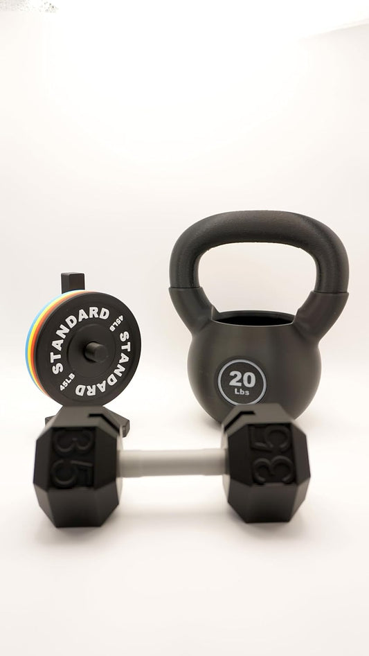 Fitness-Themed Office Desk Set, 3-Piece Dumbbell Business Card Holder, Pen Holder, Black