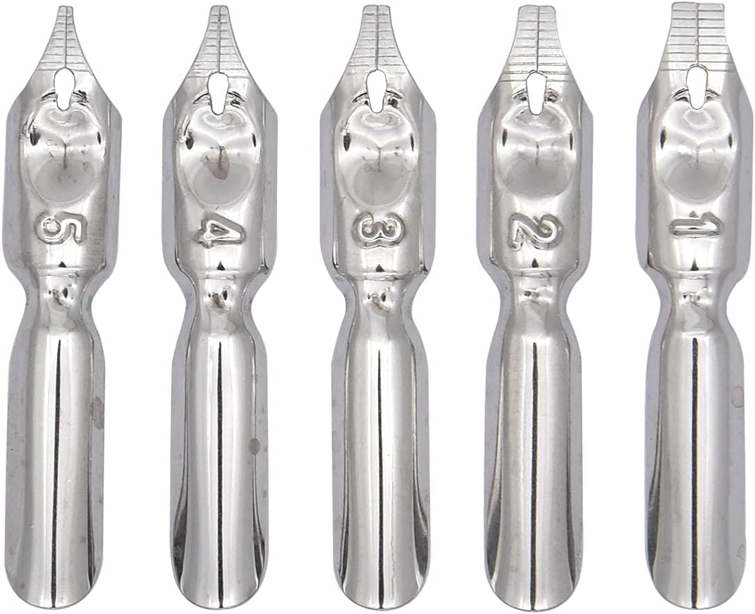 Gullor Calligraphy Feather Quill Pen and 5 Calligraphy Nibs for Beginners Kids Calligraphy Writing Quill Dip Pen Set, Brown