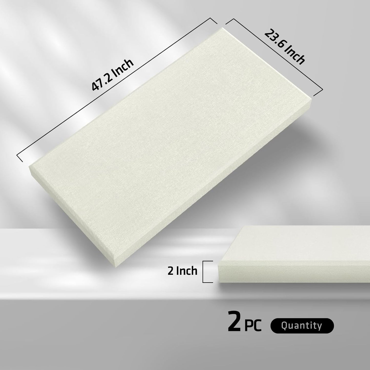 UMIACOUSTICS 2 PCS Acoustic Panel, 47.2" x 23.6" x 2" Fiberglass Sound Proof Wall Panels, Sound Absorbing Panels for Studios, Office, Home Theater. Off White
