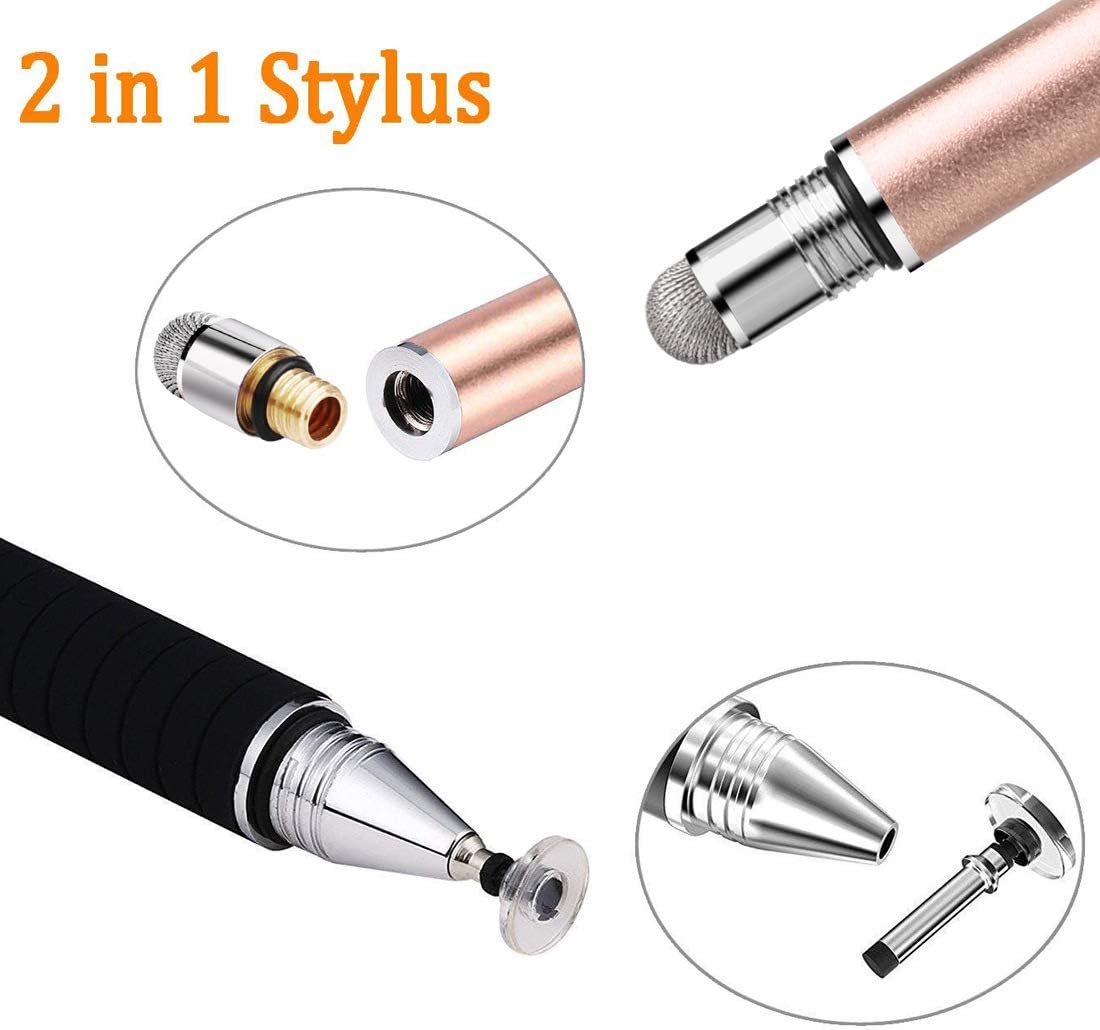 Mixoo Capacitive Stylus Pen, Disc & Fiber Tip 2 in 1 Series, High Sensitivity and Precision, Universal for ipad, iPhone, Tablets and Other Touch Screens, Model: Rose Gold