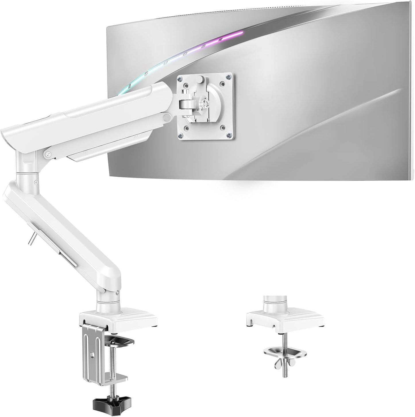 Single Monitor Mount for 32 27 24 22 inch Screen, Gas Spring Arm Holds 4.4-22 lbs, Monitor Desk Mount, Gaming & Home Office Use, VESA 75x75mm & 100x100mm, Freelift Pro White