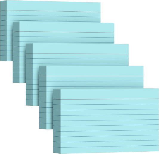 250 Count Index Cards 3 x 5 Inch, Heavyweight Blue Lined Note Cards Portable Ruled Flash Cards Perfect for Studying and Organizing, Note Taking Study Flashcards for Home, School and Office