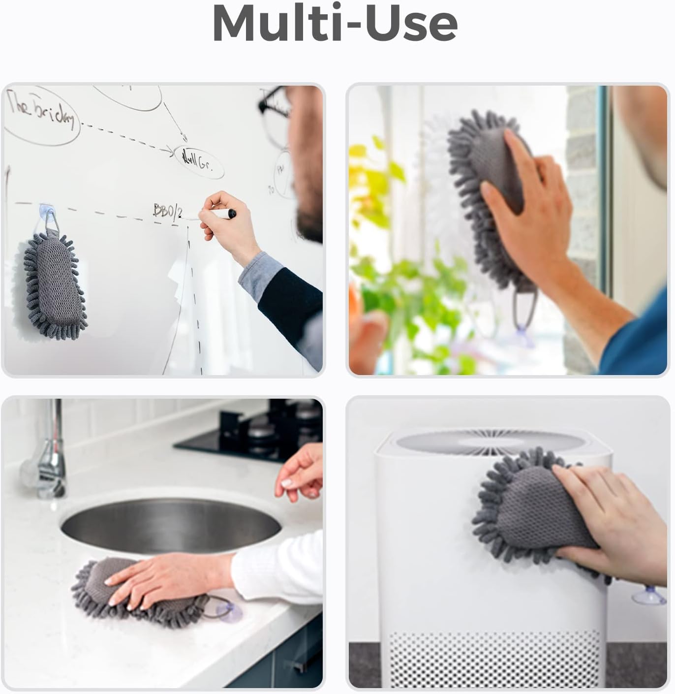 loukin Shag Dry Erase Eraser (3.4 fl oz Whiteboard Cleaner Included), Microfiber White Board Eraser, Washable Glass Board Erasers, for Classroom, Home and Office Use(2 Pack)