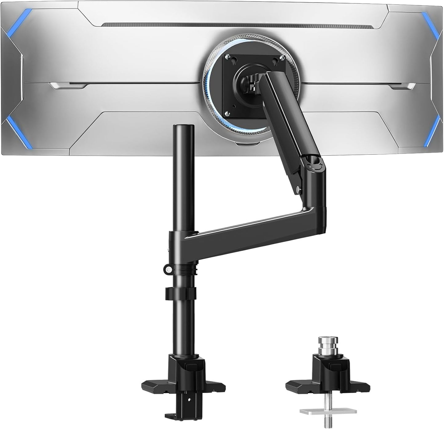 MOUNTUP Heavy Duty Monitor Arm Fits Max 49" Ultrawide Screens, Ultra Wide Monitor Arm Holds 4.4-44 lbs, Single Monitors Stand for Samsung Odyssey G9 and More, Gas Spring Height Adjustable, VESA Mount