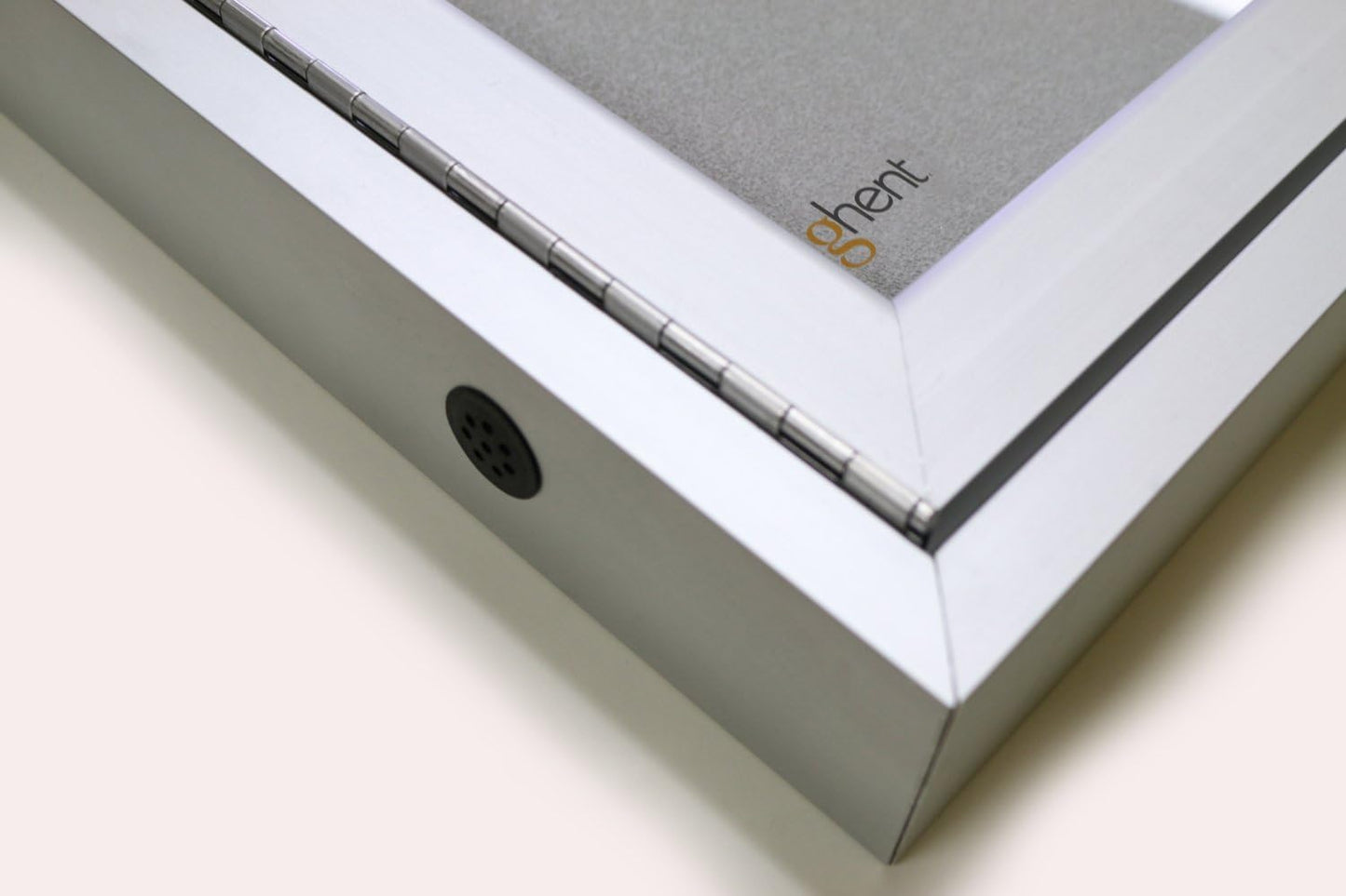 Ghent 36"x36" 1-Door Outdoor Enclosed Vinyl Bulletin Board, Shatter Resistant, with Lock, Satin Aluminum Frame - Ivory (PA13636VX-185), Made in the USA