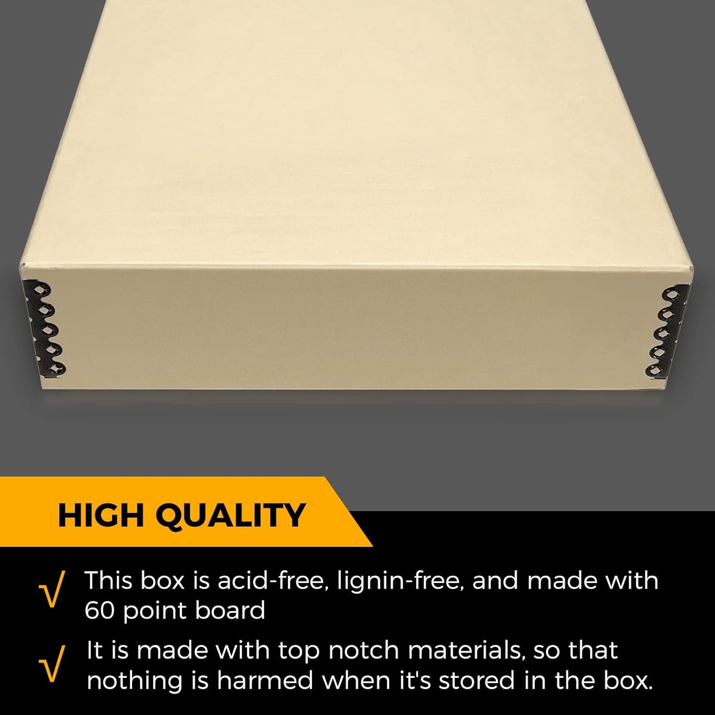 Golden State Art, Archival Storage Box, Acid-Free Drop Front Museum Box with Metal Edge for Storing Artwork Photos Documents Prints Arts And Crafts (Tan-11.75x15.25x3 Inches)