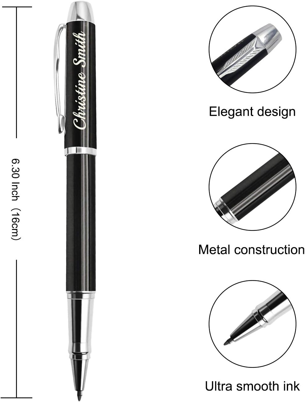 Amlion Personalized Pens Custom Engraved Pen with Name, Refillable Medium Refill, Personalized Gifts for Men Women
