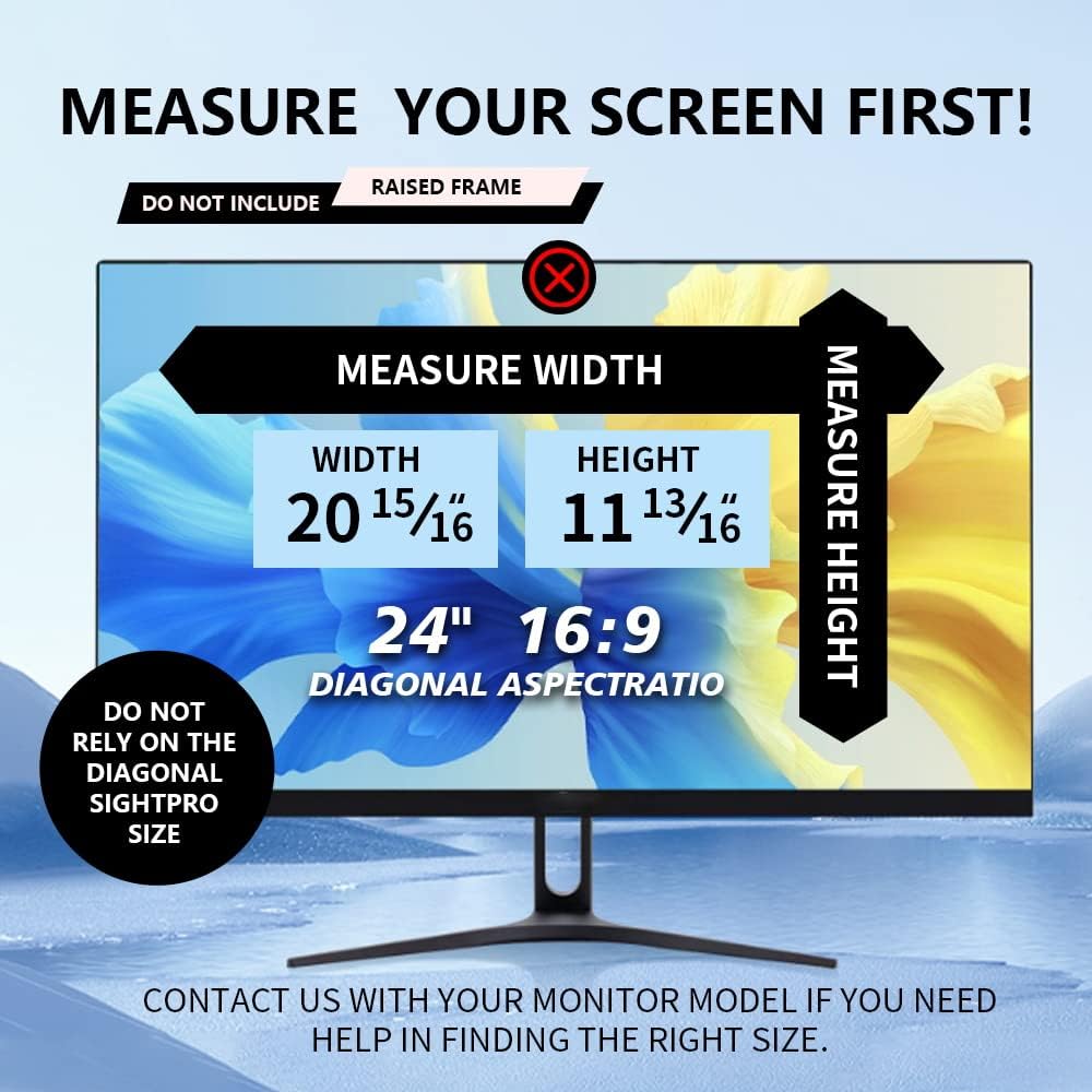 2 Pack Computer Privacy Screen 24 Inch for 16:9 Widescreen Monitor, Removable Eye Protection Anti Glare Blue Light Computer Screen Privacy Shield, Anti Spy Screen Protector Film