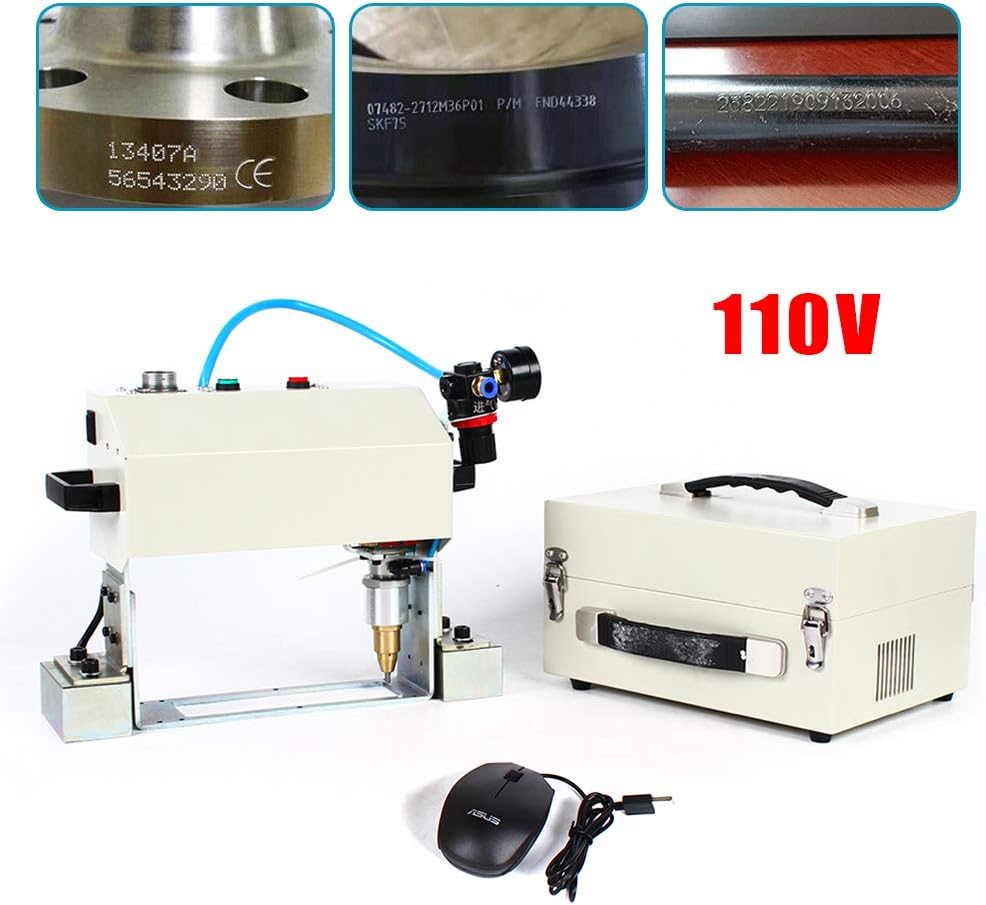 Gdrasuya10 0.1-1mm Depth Pneumatic Dot Peen Marking Machine Metal Marking Machine, Screen Touch Metal Engraving Machine Chassis Number VIN Code Marking Printing Area 140 x 40mm