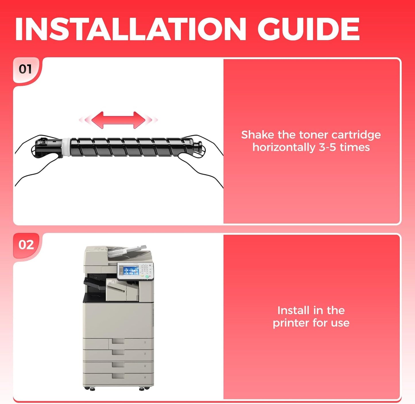 GPR-53 GPR53 Toner Cartridge High Yield Replacement for Canon GPR53 Toner ImageRunner Advance C3325i C3330i C3525i C3530i C3025i C3725i C3730i C3826i C3830i C3835i Printer (Black Cyan Magenta Yellow)