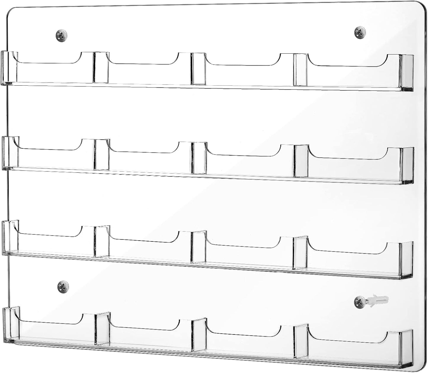 Hillban Acrylic Business Card Holder Wall Mount Clear Sticker Display Rack Multiple Card Holders Clear Acrylic Organizing Sticker Display Stand Pre Drilled(16 Pockets)