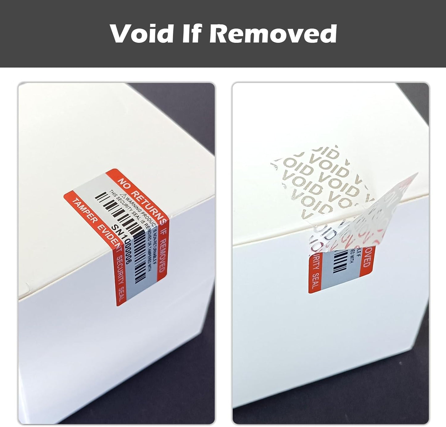 110pcs Tamper Proof Barcode Stickers,Security Label, Warranty Void Sticker with Individual Serial Number,Sealing Label for Package(2x0.8 inches)